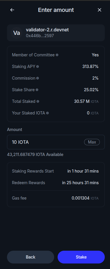 Set Stake Amount